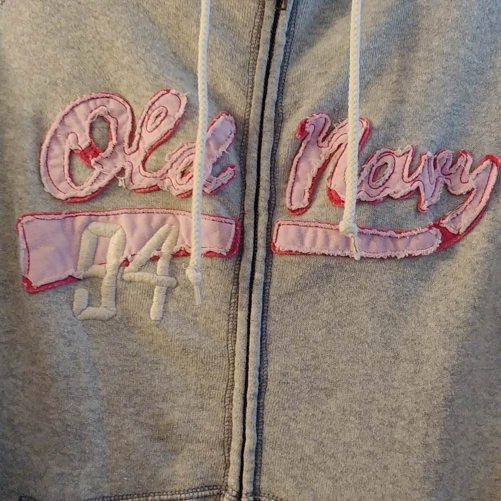 Old Navy Zip-Up Hoodie – Size XL – Grey w/ Pink Logo - Picture 3 of 7